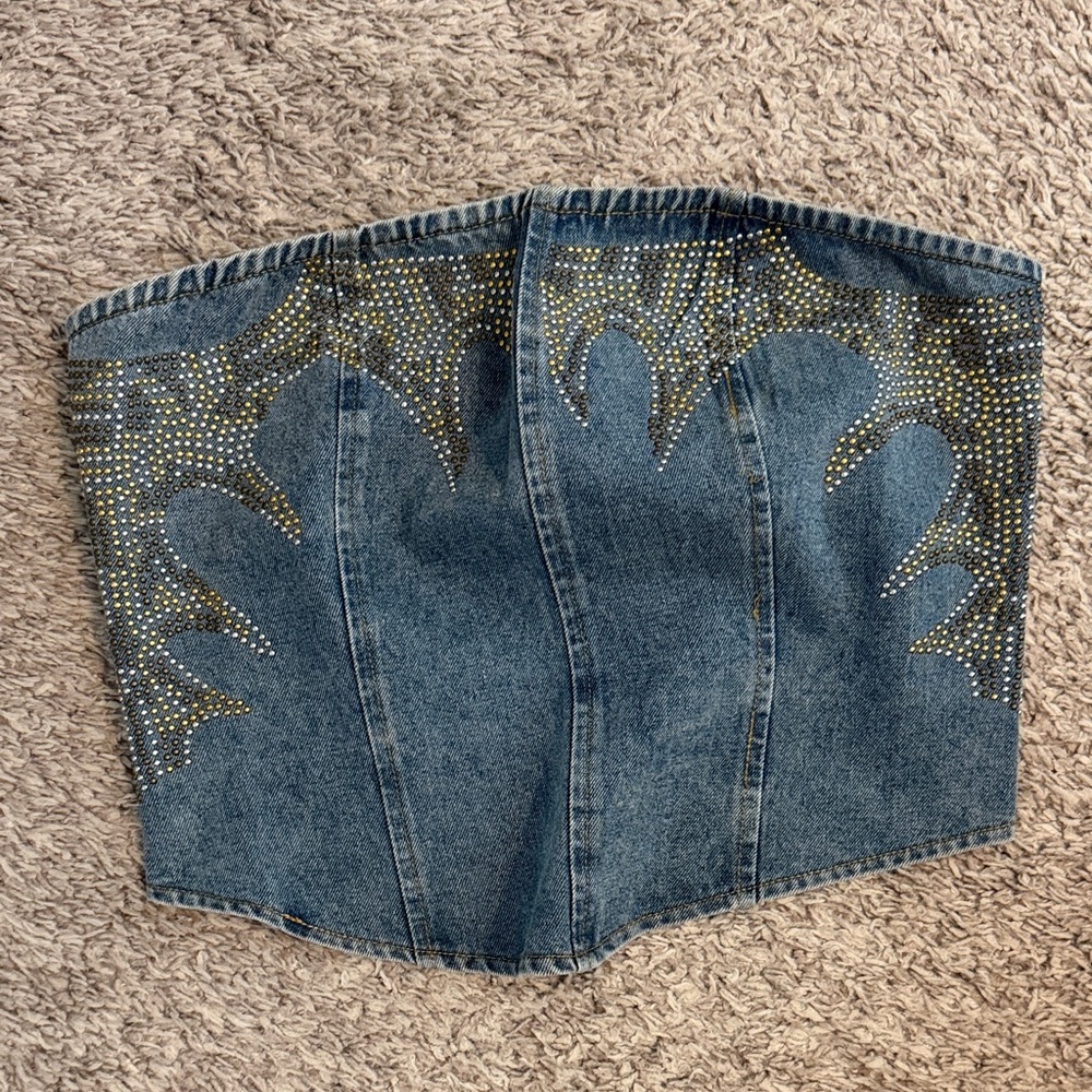 NWT Wild West Embellished Denim Corset